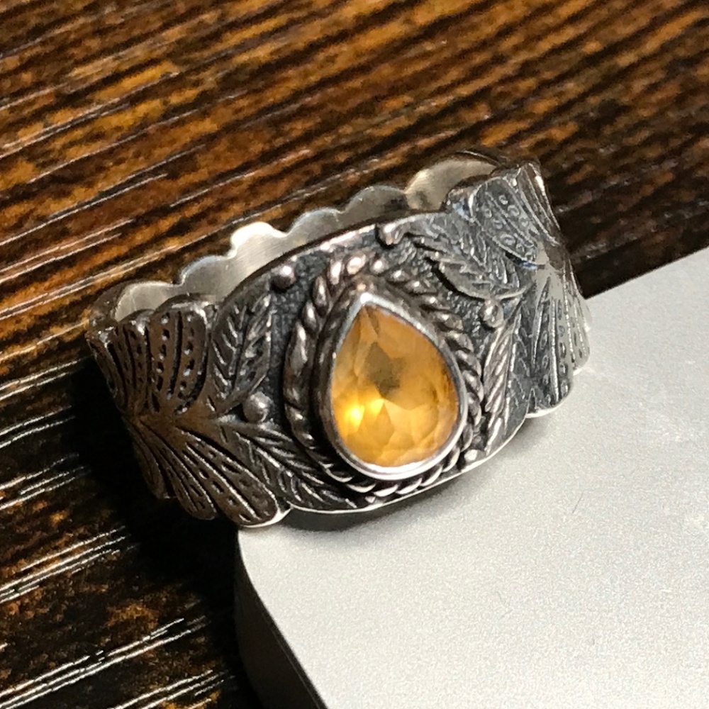Novica genuine Citrine and Sterling ring made in India size 8